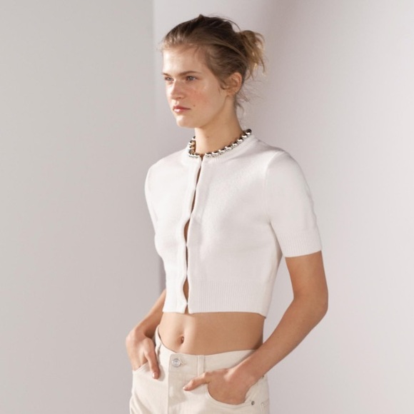 Zara Sweaters - Elegant White Cropped Sweater